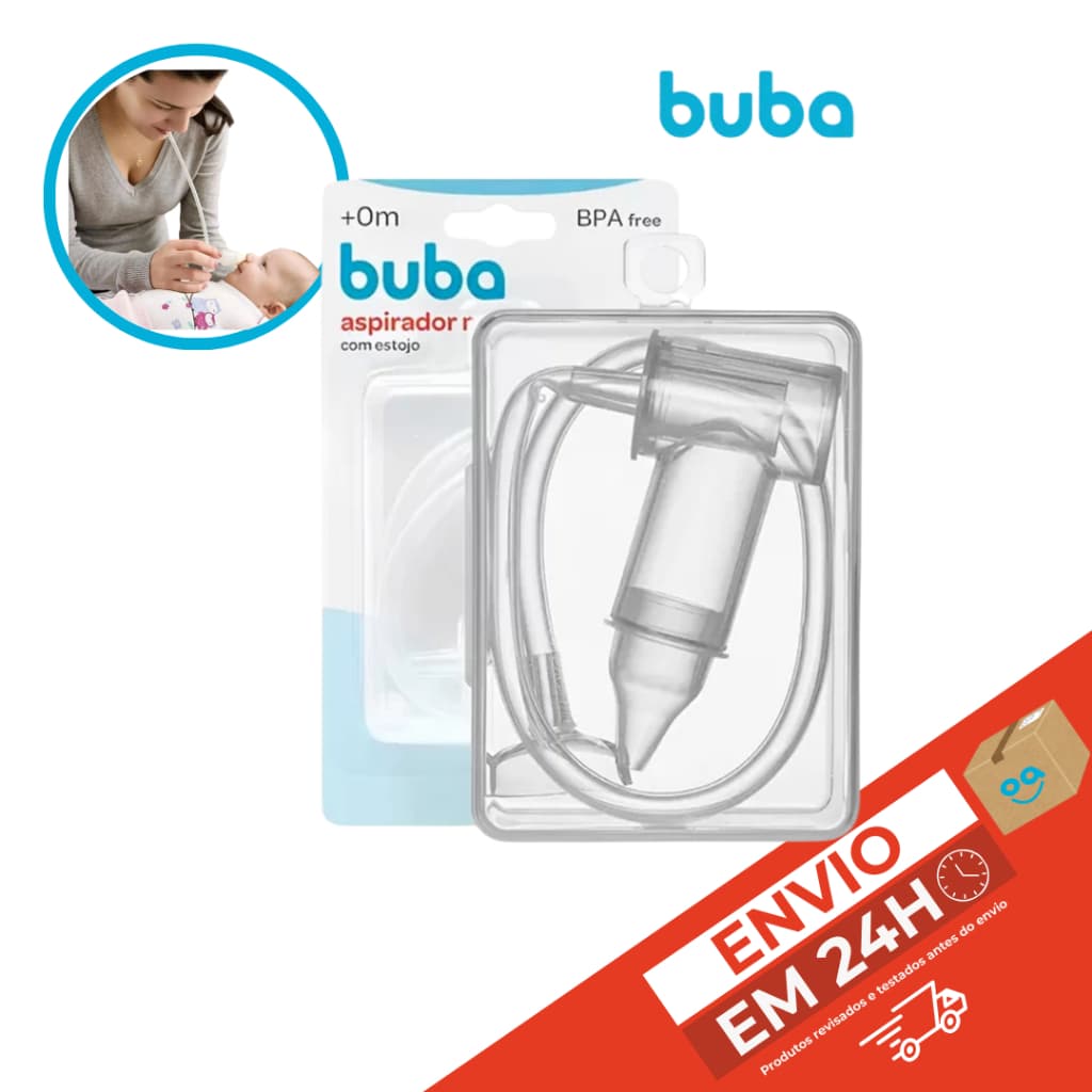 Aspirador Nasal de Sucção Nariz Entupido Alivio Imediato com Estojo Higiênico Infantil Bebê Buba