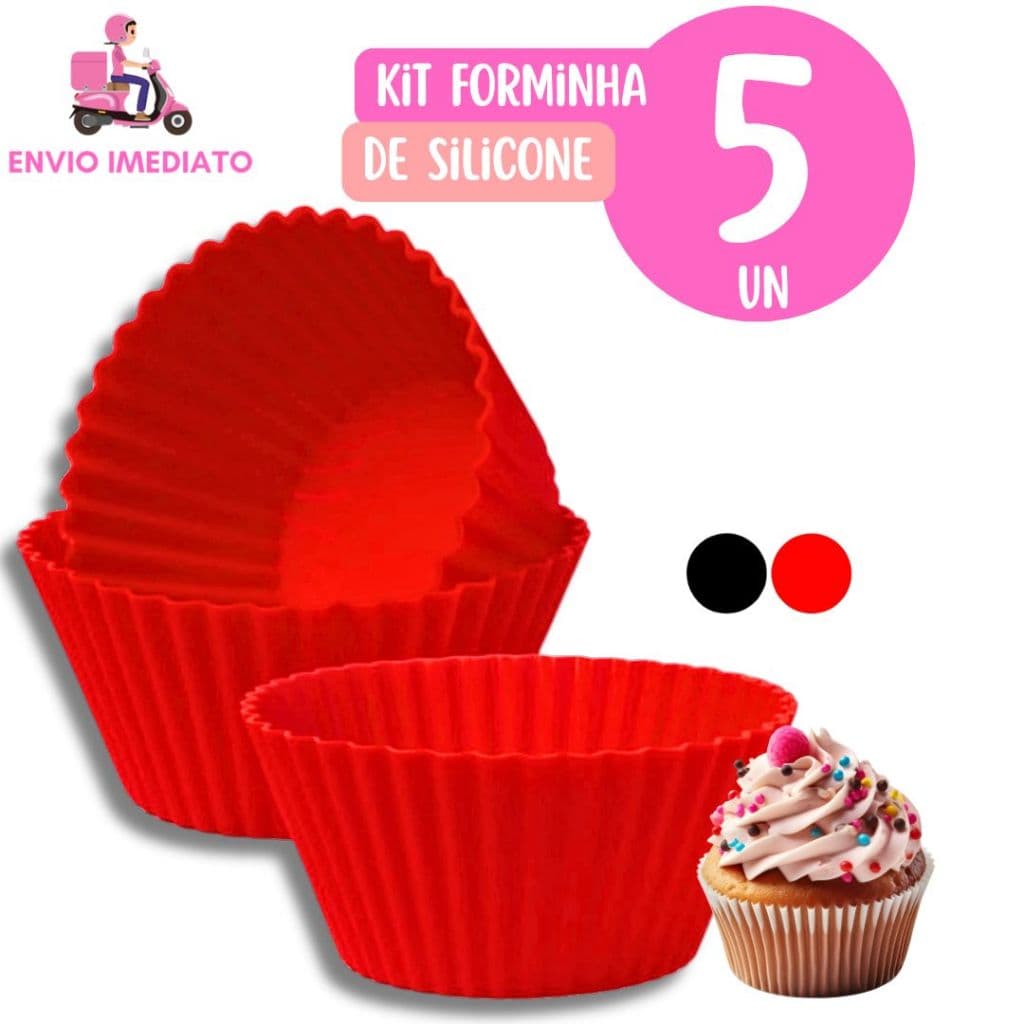 Kit 5 Pecas Forminha De Silicone Forma Assadeira Para Cupcake Capcake Mini Bolo Cozinha Air Fryer