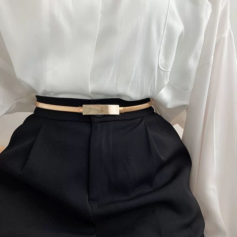 Cinto Feminino Metal Elástico Modelo Fivela Moda Blogueira