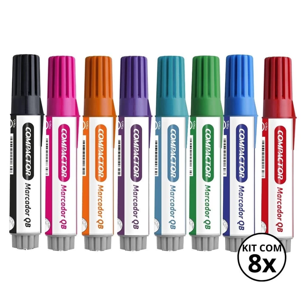 Kit de Marcador para quadro Branco - Compactor / Escolar / Volta a aulas / Color