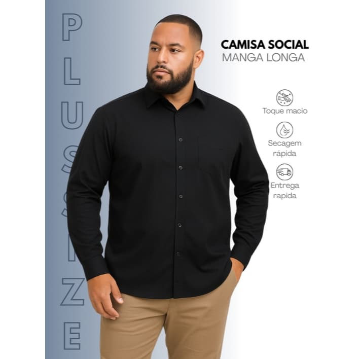 Camisa Social Masculina Extra Grande Plus Size