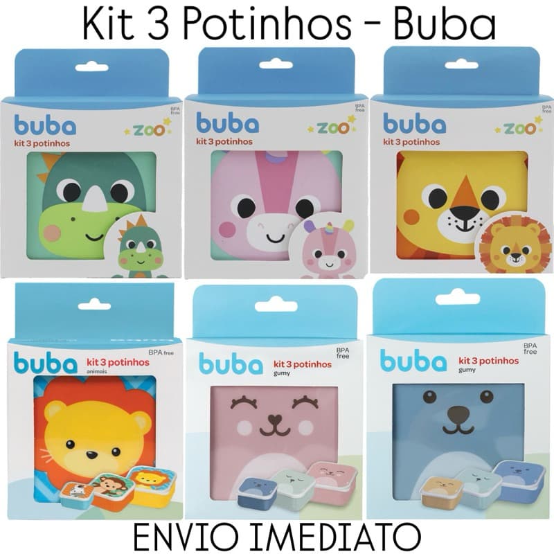 Kit 3 Potinhos Gumy - Buba Gummy Pote Papinha 250 350 550 Ml pote buba lancheirinha marmita potes