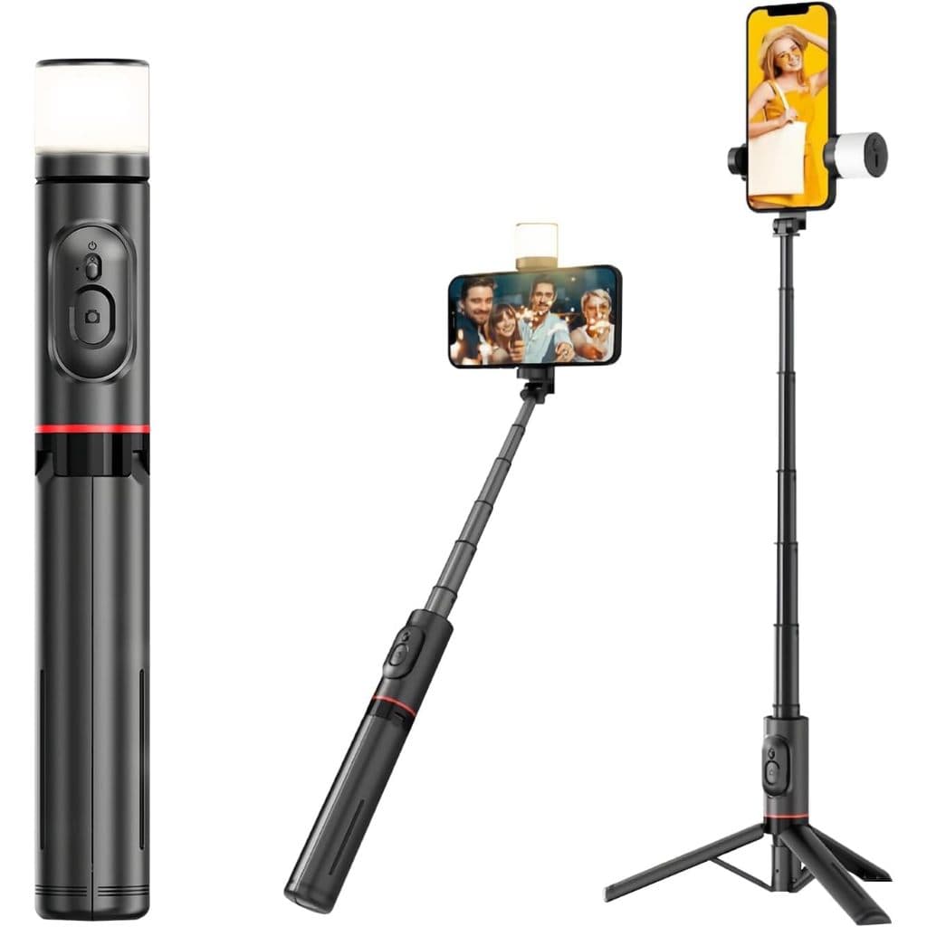 H'maston ZP-11 Bastão Pau De Selfie Celular Com Controles Remotos E Luz Led IOS Android TikTok Reels