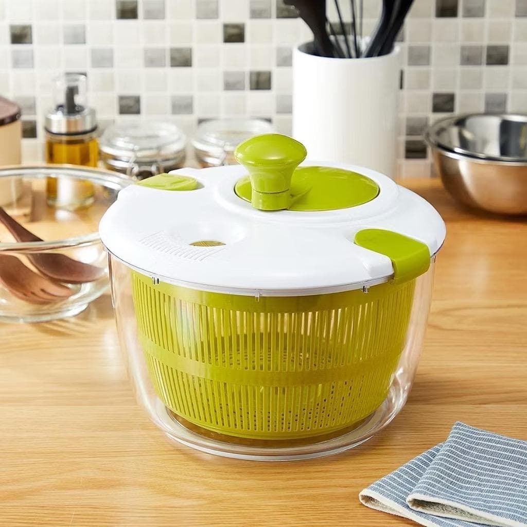 Centrífuga Secador Manual de Saladas Verduras Folhas Tamanho Grande 5 Litros Em Acrílico