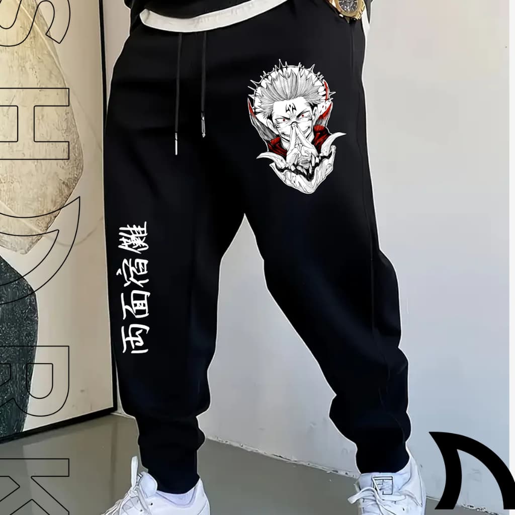 Calça Masculina Moletom Estilosa Jujutsu Kaisen Sukuna Personagem Anime Manga Confortavel Estilosa