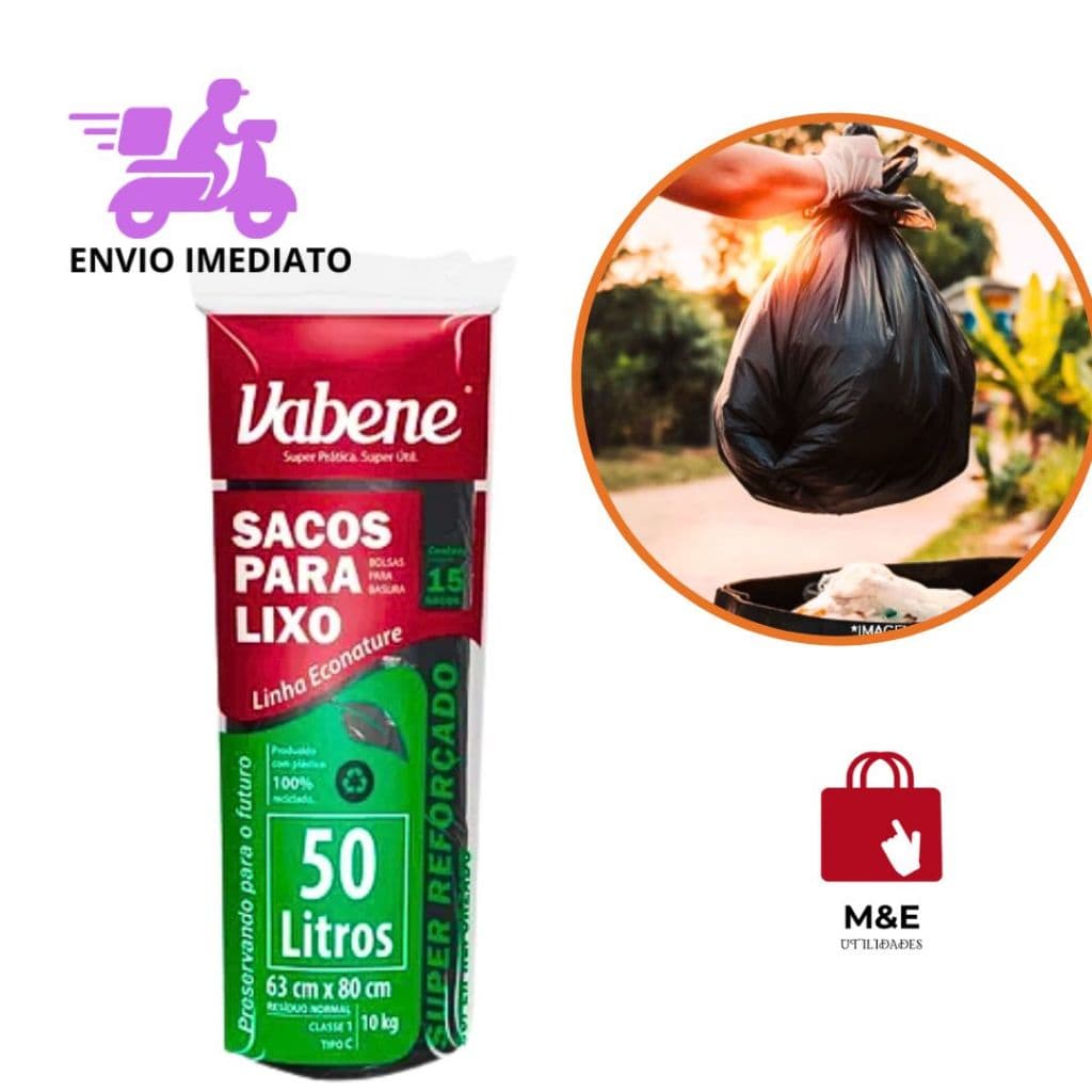 Saco De Lixo 50 lts Reforçado- Preto