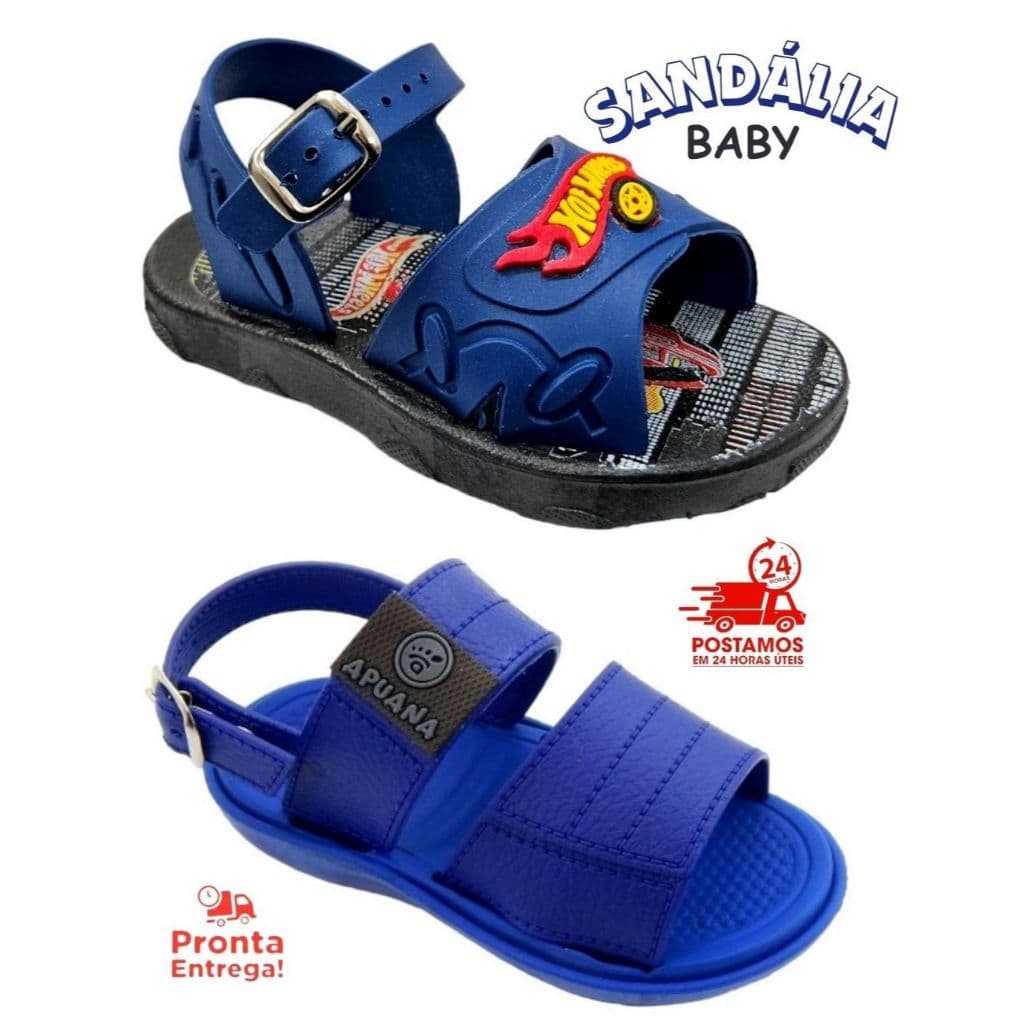 Kit 2 Pares Sandalia Baby Masculino Personagens + Sandalia Baby Menino Apuana Papete