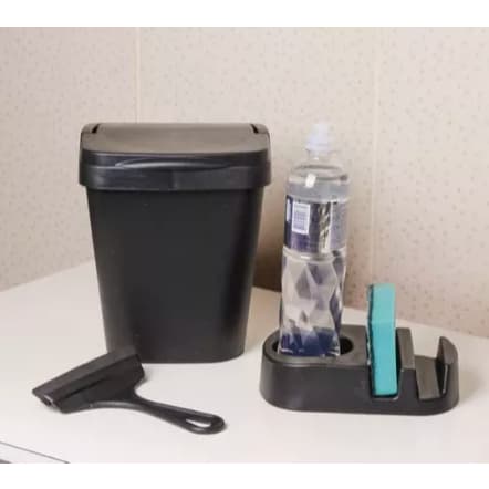 Kit Pia para cozinha Lixeira + Porta Detergente + Rodinho de Pia Kit com 3 peças