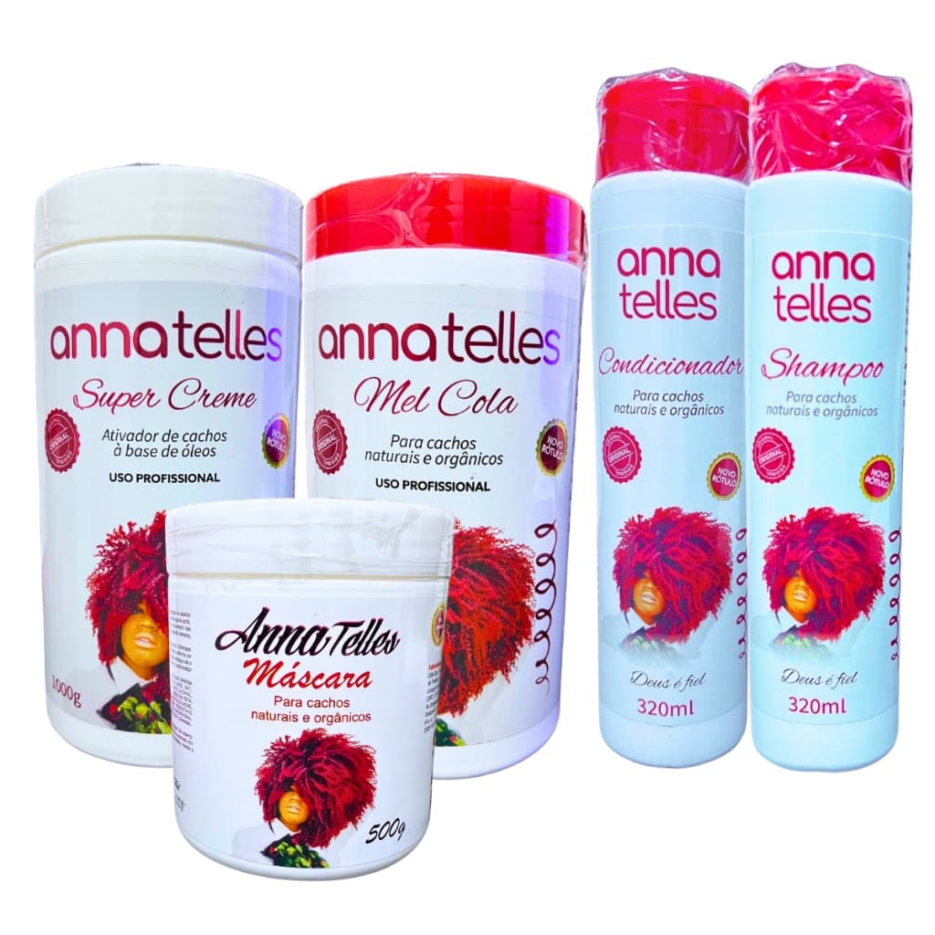 Mel Cola Shamp Cond Super Creme Máscara P/Cachos Naturais Orgânicos Tranças Mega hair Anna Telles