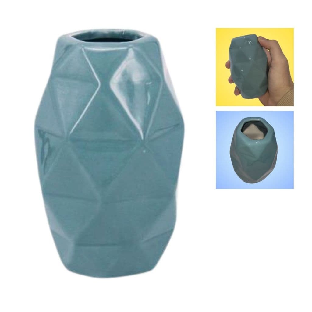 MINI VASO DE CERAMICA  AZUL TURQUESA 7.5CM X 7.5CM X 12CM