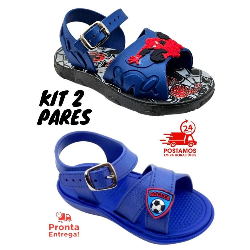 Kit 2 Pares Sandália Baby Masculino Personagem + Sandália Baby Menino Foot