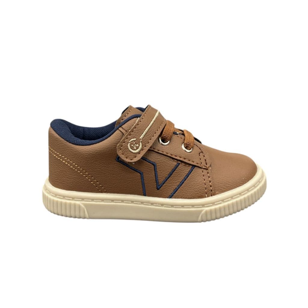Tênis Infantil Casual Marrom com Velcro e Cadarço – Conforto e Estilo para os Pequenos