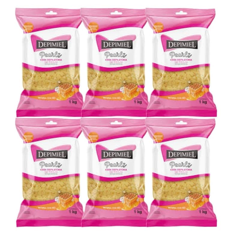 cera perolada Kit 6 Ceras Quente para Depilação Natural em Pérolas 1Kg Depimiel