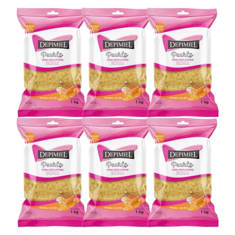 Kit  6 Ceras Quente para Depilação Natural em Pérolas 1Kg Depimiel