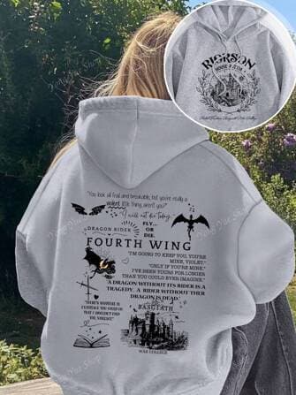 Blusa Moletom com Capuz Quarta Asa Riorson House Aretia Fourth Wing Frente e Costas