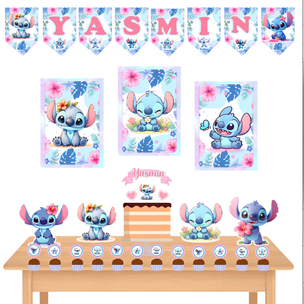 Kit Festa Personalizado Só um Bolinho  - STITCH - Aniversário Personalizado