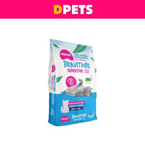 Areia Higiênica De Mandioca Biodegradável Para Gatos Wisecat Bionature Sensitive 2kg