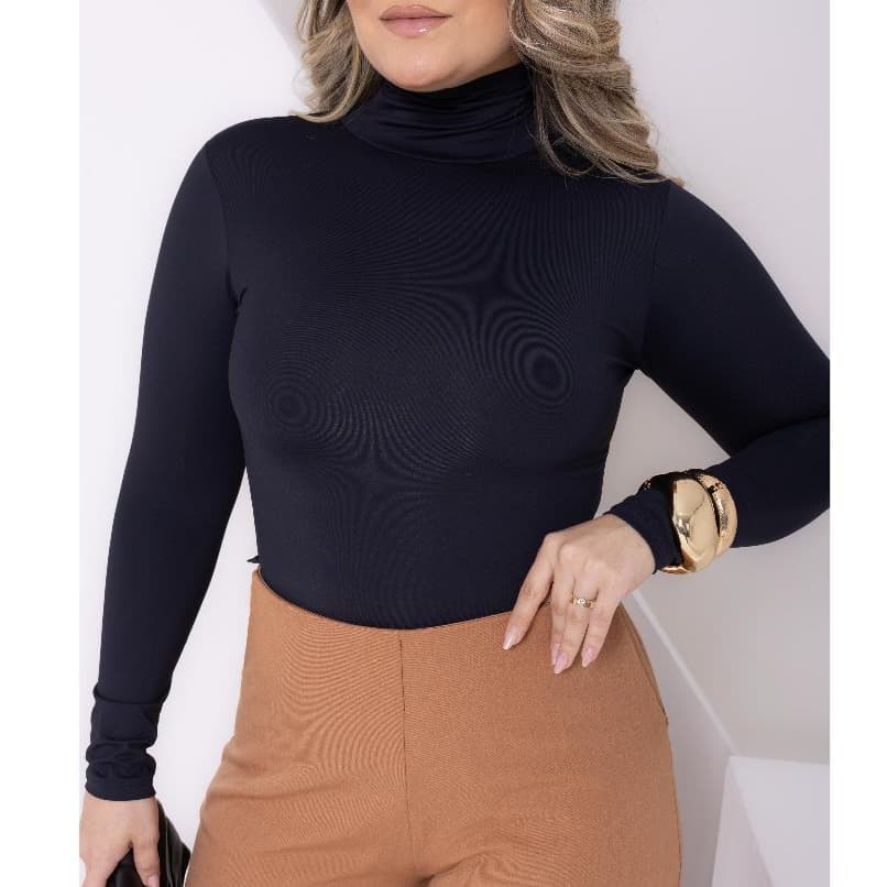 Blusa Manga Longa Inverno Elegante SP Frio Cacharrel Gola Alta