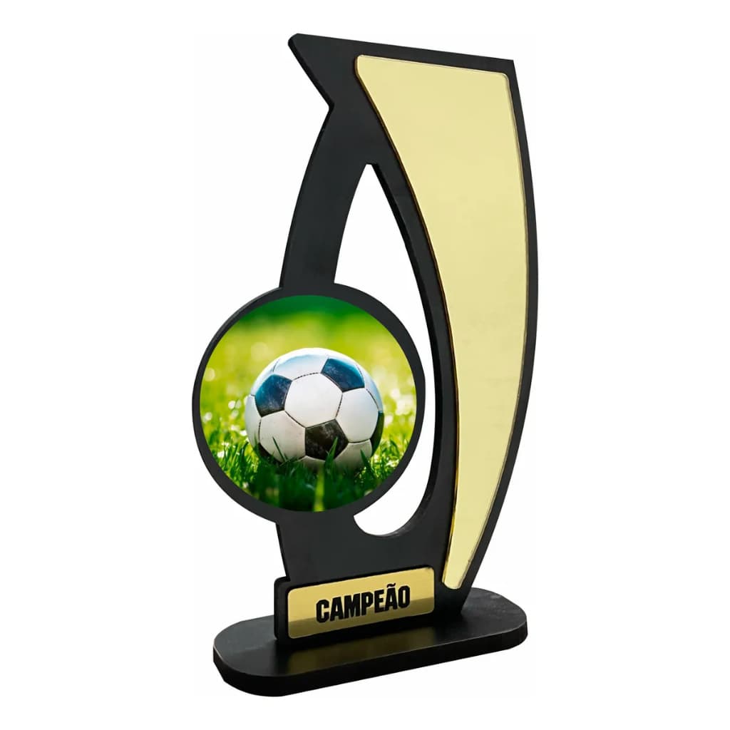 Troféu De Futebol Em Mdf C/ Acrílico Dourado - 20cm