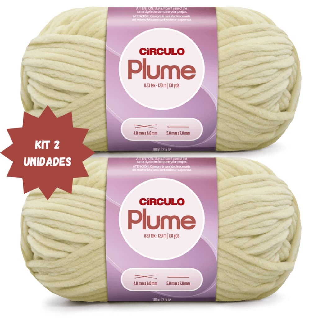 Kit 2 unidades Fio Plume Círculo 100g 120 metros- 100%poliéster