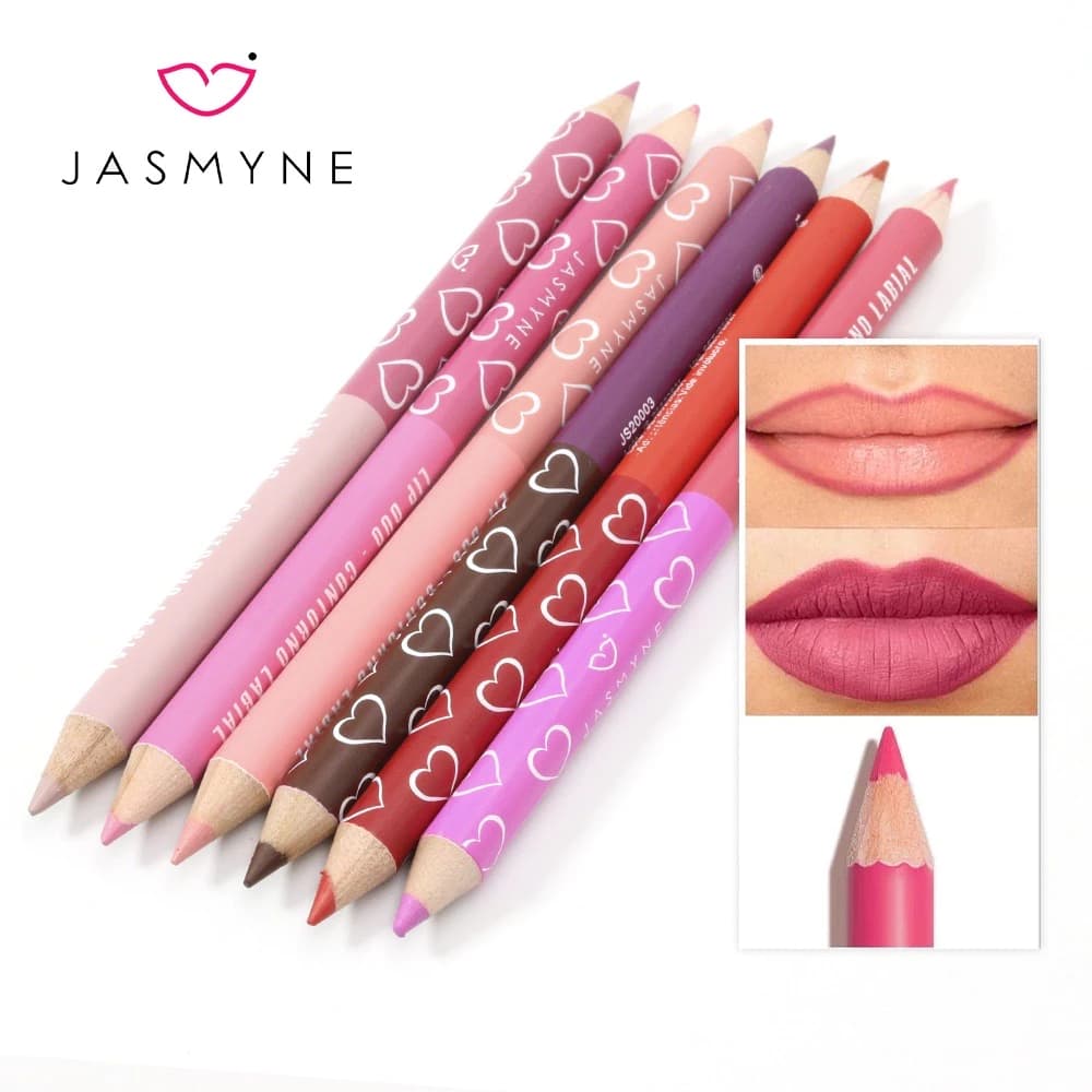 Kit 6 Lápis para Contorno labial 2em1 Com Apontador Para Contornar Batom Jasmyne JS020003