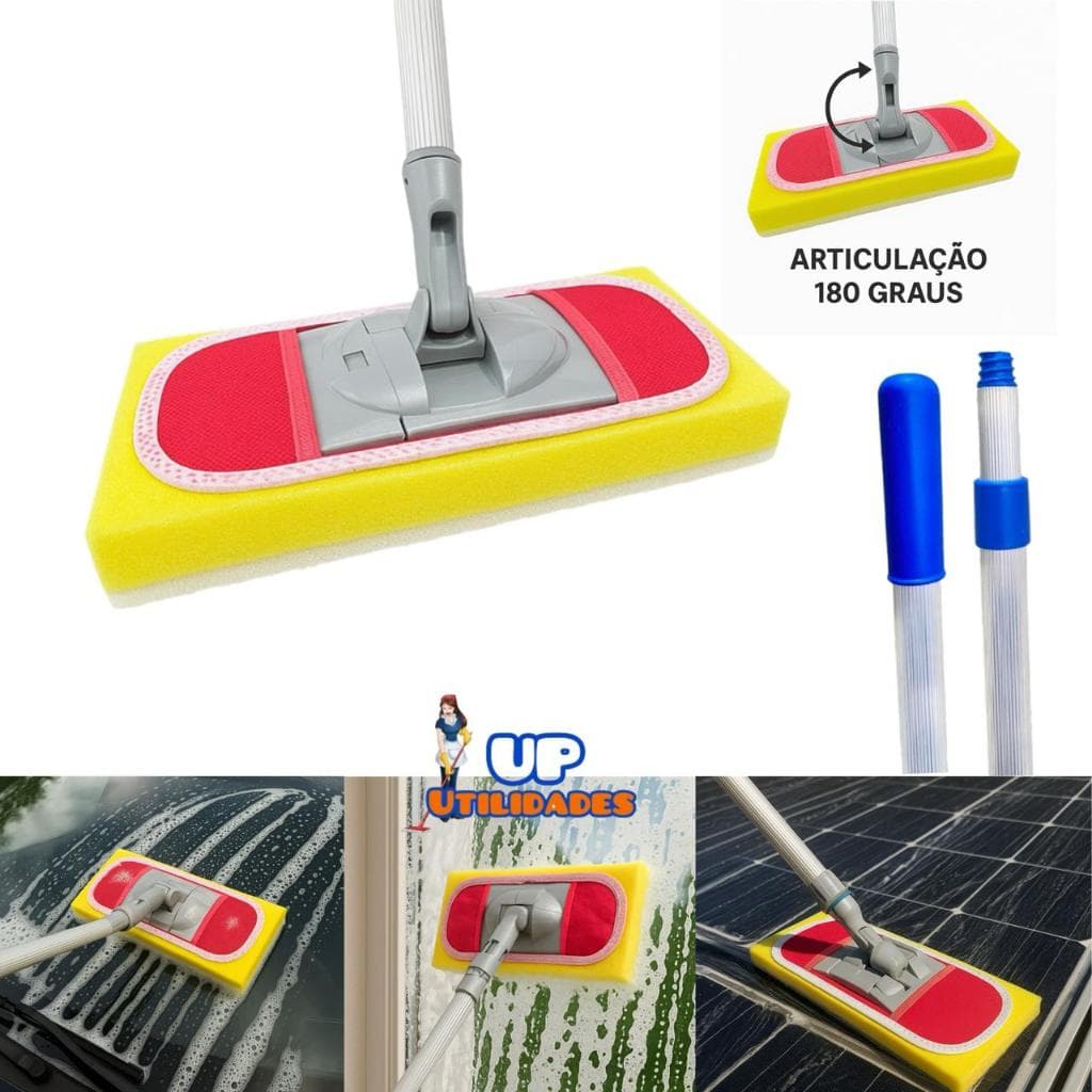 Rodo articulado para limpeza de painel solar - vidraças - para-brisas - Com cabo até 3 metros