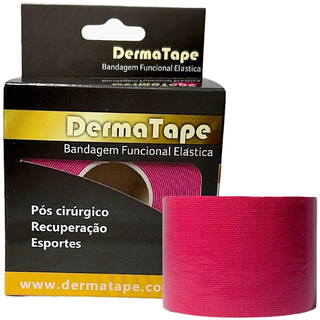 Fitas Kinésio Bandagem Funcional Elástica 5cm x 5mt Dermatape Rosa