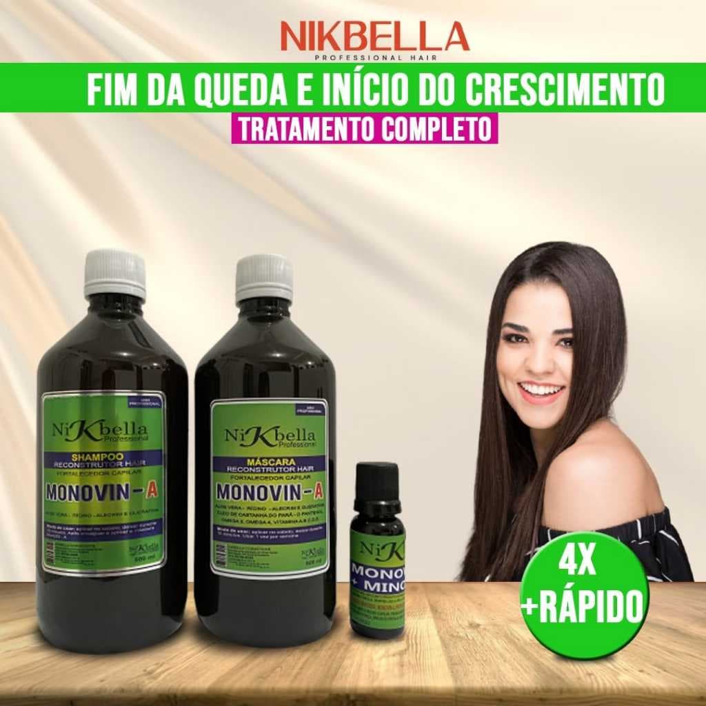 Kit Monovin-A Crescimento Rápido + Fortalecimento Capilar | Antiqueda | Vitamina A Original