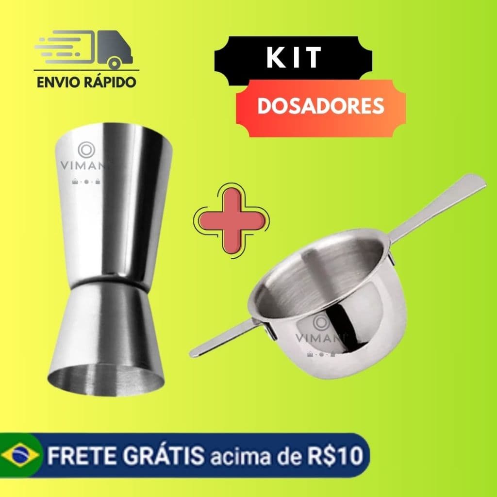 Dosadores Kit Com Um Dosador Duplo 60ml 30ml E Um Dosador De Whisky 40ml Inox Para Drinks Coquetéis Bebidas