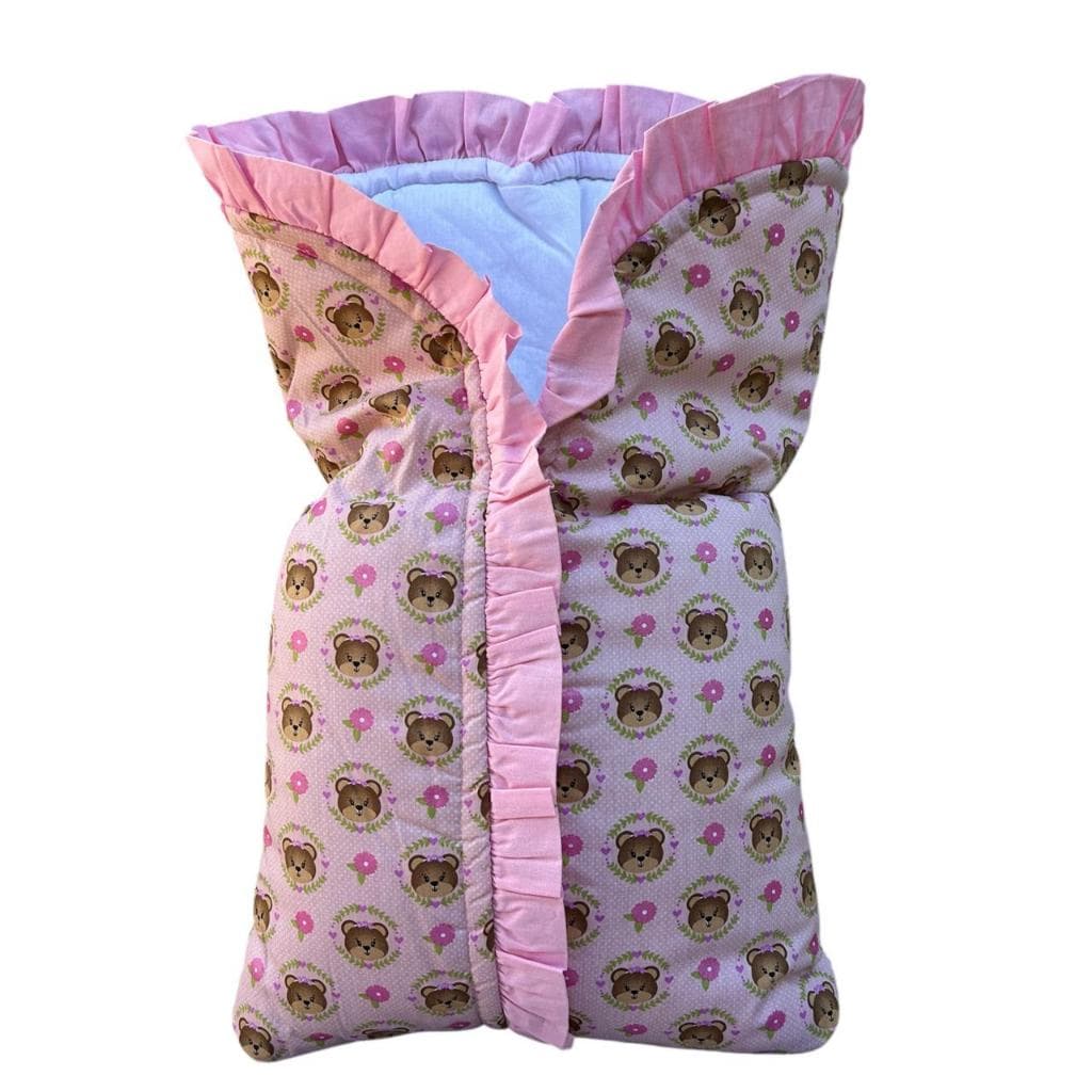 Porta Bebê Saco de Dormir Quentinho e Macio Ursa Rosa