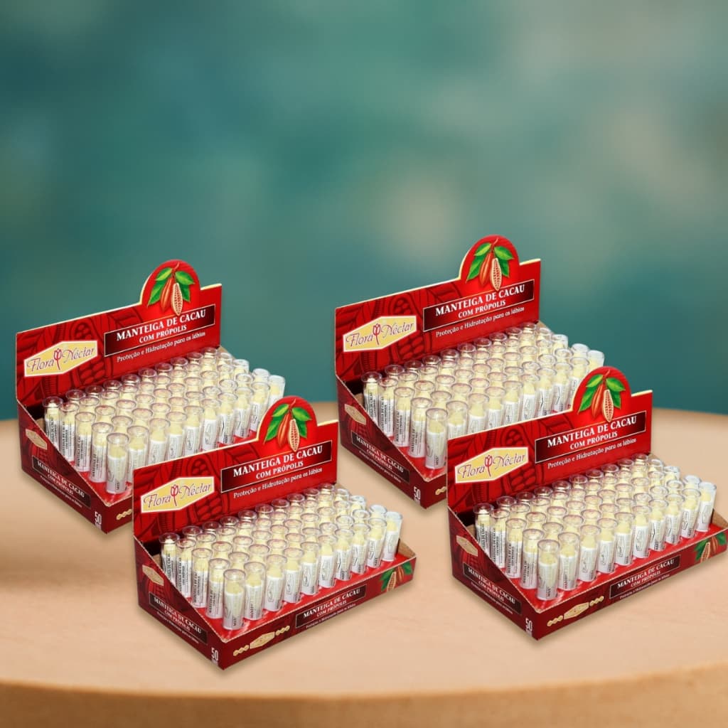 Kit 4 Display 50 Protetor Labial Manteiga de Cacau Própolis