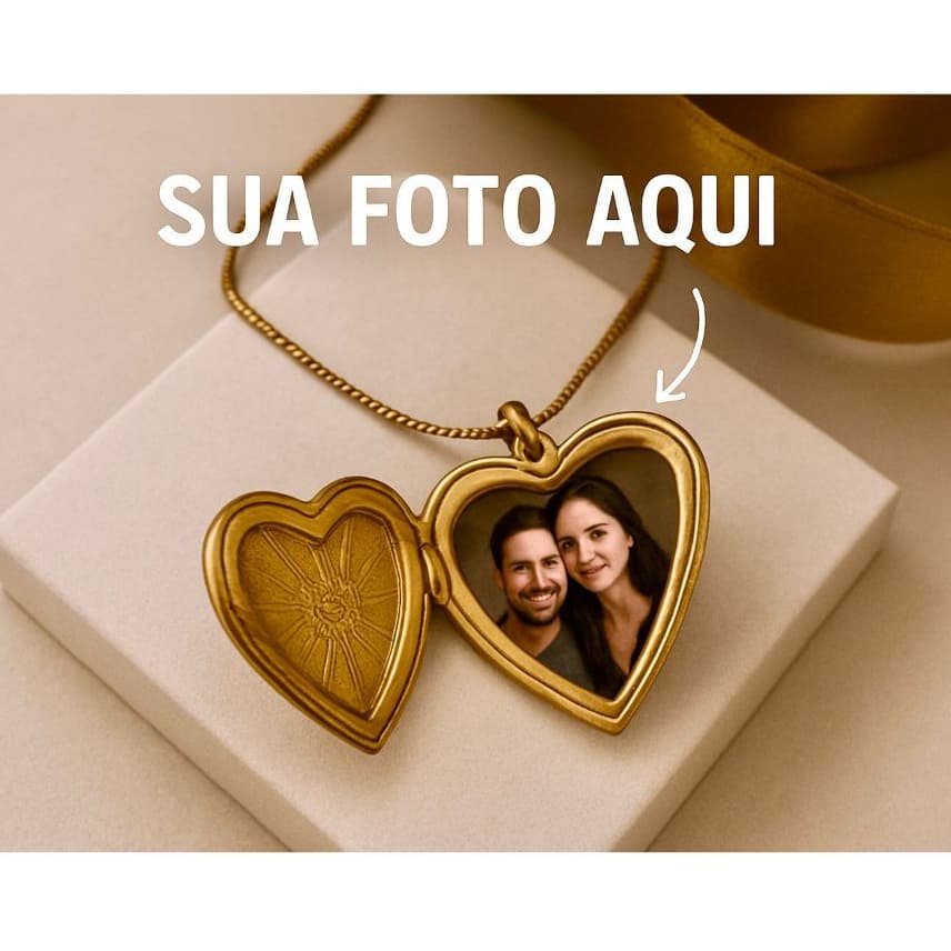 Relicário Colar Personalizado Com Sua Foto Em Formato De Coração Corrente Pingente Coração