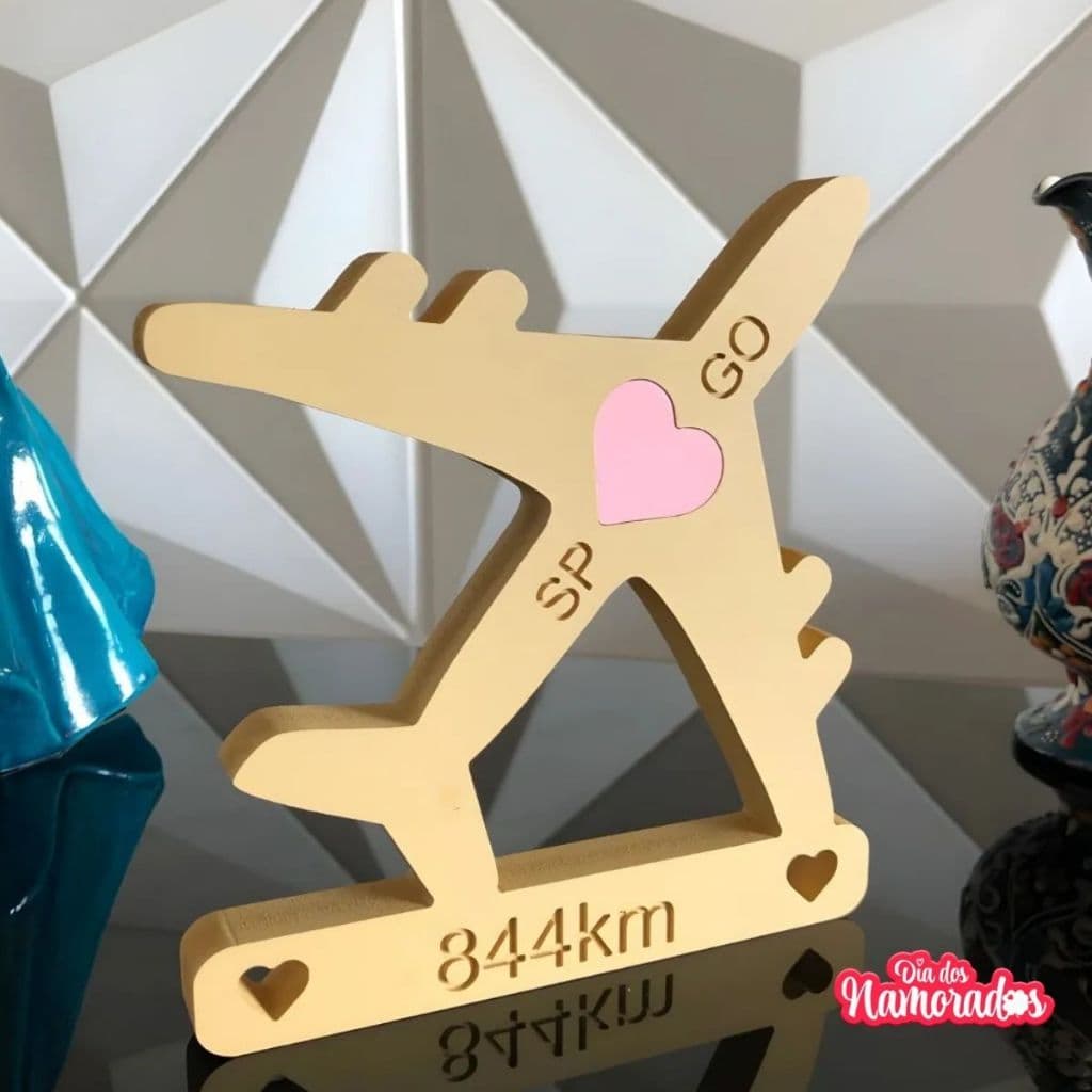 Presente Dia Dos Namorados Placa Personalizado Avião Casal Distância Decoração