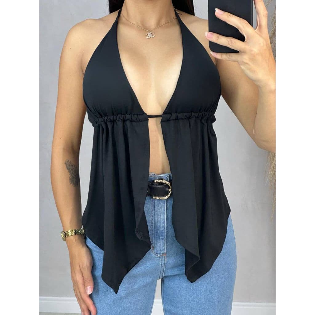 Blusa cortininha bata top malibu tendencia boho chic moda tendência blusinha básica