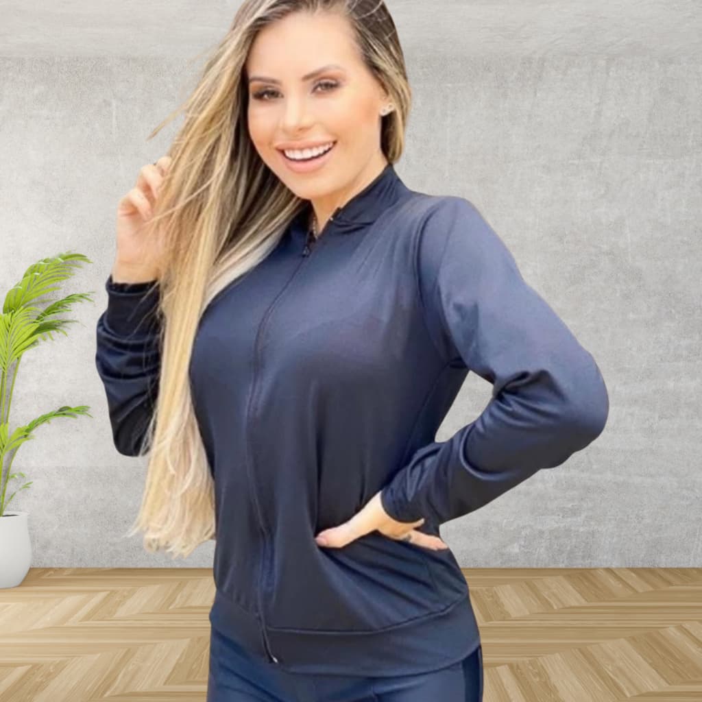 Jaqueta Corta Vento Bomber Unissex Cor Preta Suplex  Com Ziper