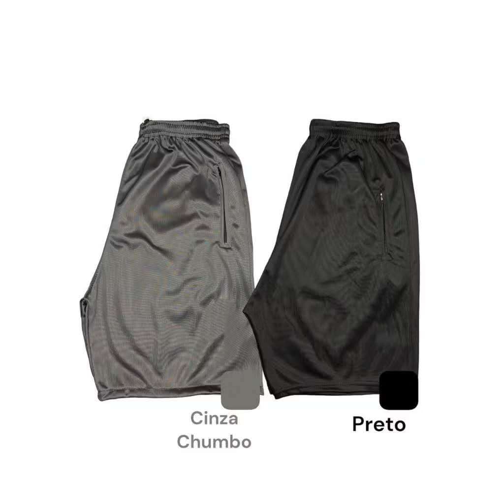 W-Kit 2 Shorts Bermuda Dry Fit Esportiva Treino Com Ziper no Bolso - SEM Simbolo Refletivo