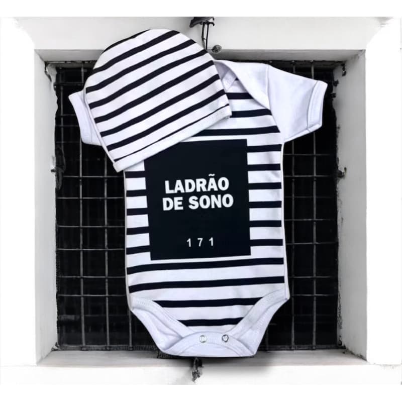 Body Temático Mesversario Ladrão de sono + Touca envio imediato