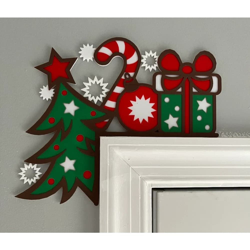 Enfeite de Natal Decorativo para Porta ou Parede – Árvore, Presentes e Bengala Natalina