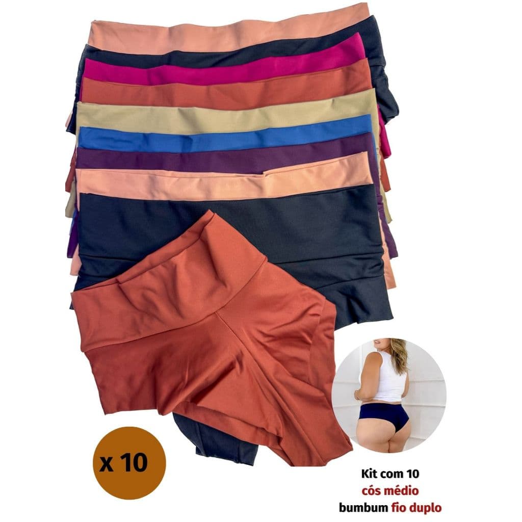 Kit com 10 - Calcinha Conforto fio duplo cós médio forro de algodão alta qualdiade e conforto