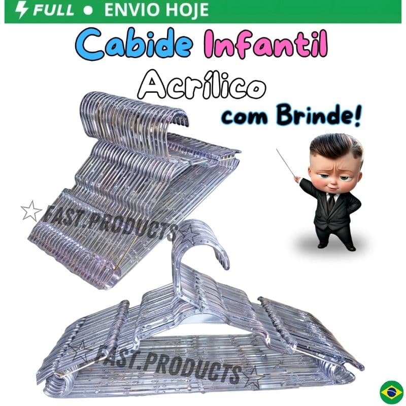50unidades Cabide infantil Cristal.