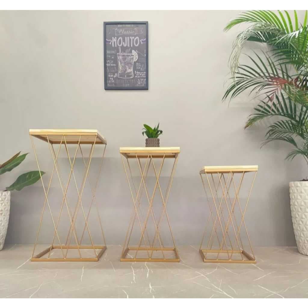 Trio de mesa em ferro Treliça kit com 3 peças festa decoração