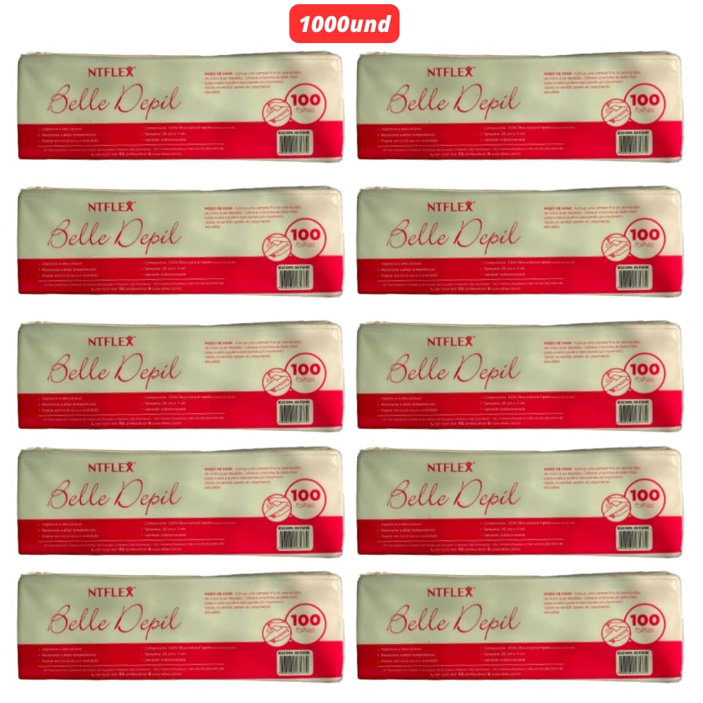 Papel/Lenço Depilatório Tnt Belle Depil 1000 Unidades 7,2cm x 23cm com 80 gramatura