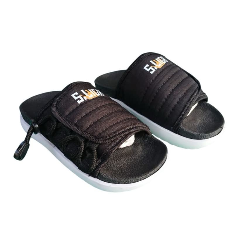 Chinelo Sandália Infantil Criança Ajustável Preto/Branco Slide Assuna 2.0