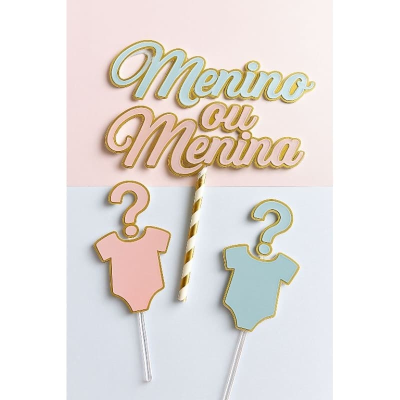 Topo de Bolo Chá Revelação / Decoração de Bolo Chá Revelação / Topo Menino ou Menina