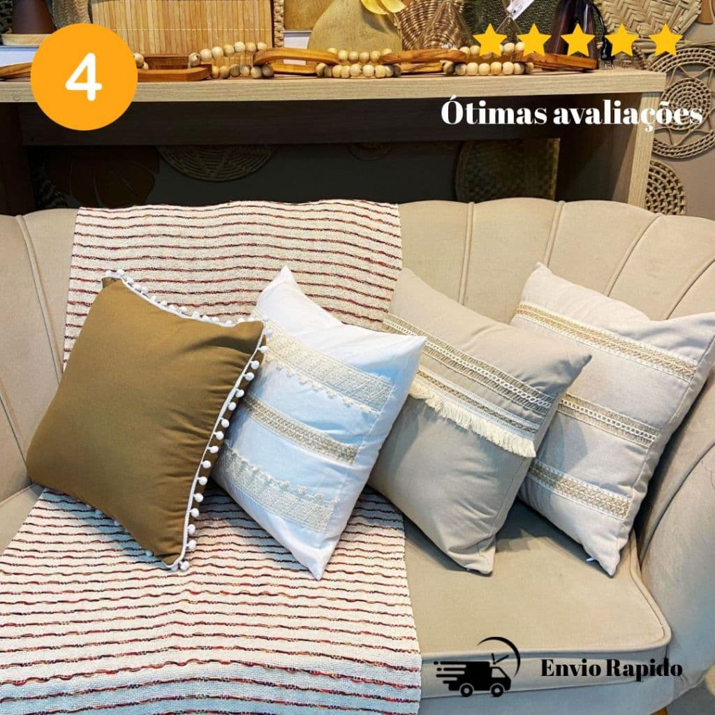 KIT 4 ALMOFADAS COM ENCHIMENTO Linho Boho Chic Exclusivo Envio Já