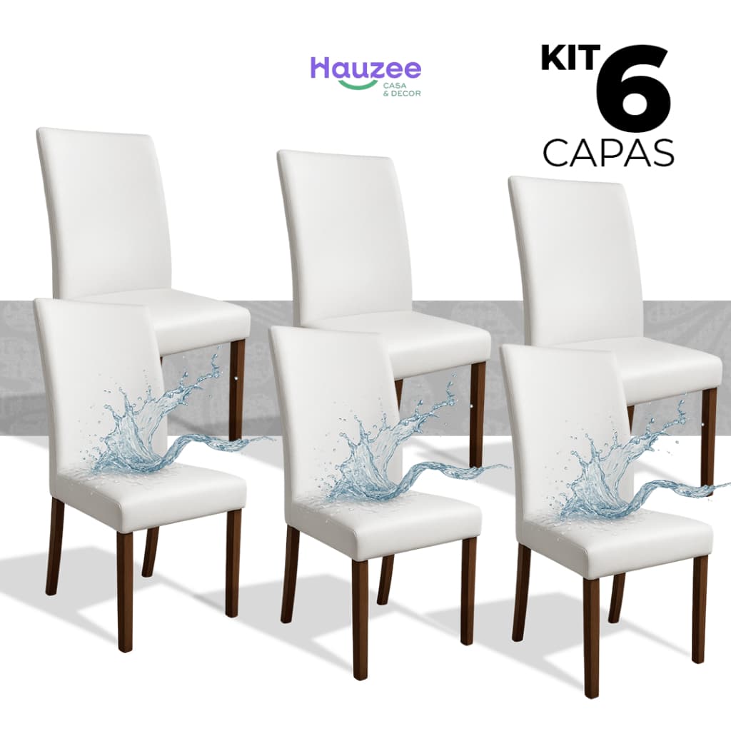Kit 6 Capas de Cadeira em Corino 100% Impermeável Encaixe Perfeito