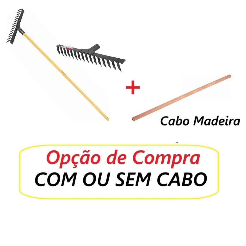 Ancinho Rastelo com 14 dentes COM CABO 1,20CM ou SEM CABO VONDER