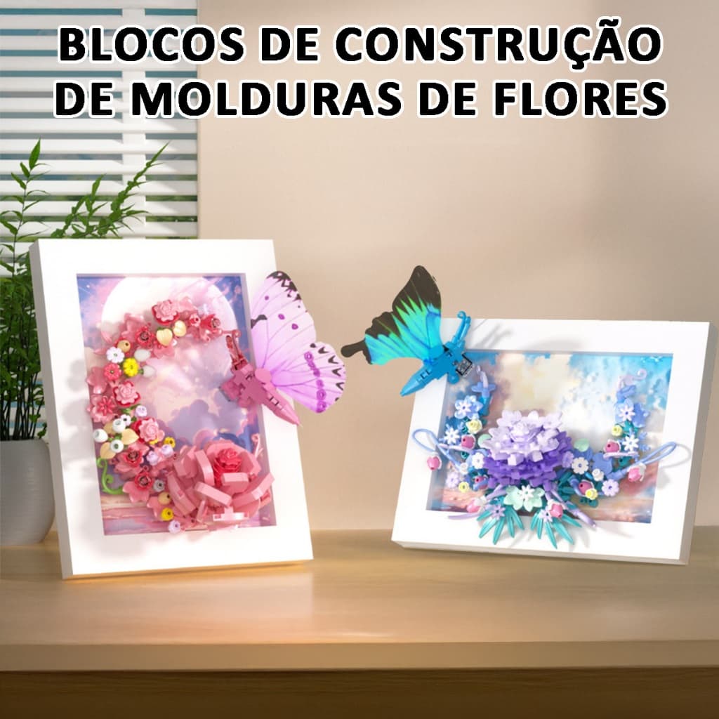 Blocos de Construção Florais – Brinquedos Educativos para 3 Anos,  Flor para Decoração Criativa e Presente