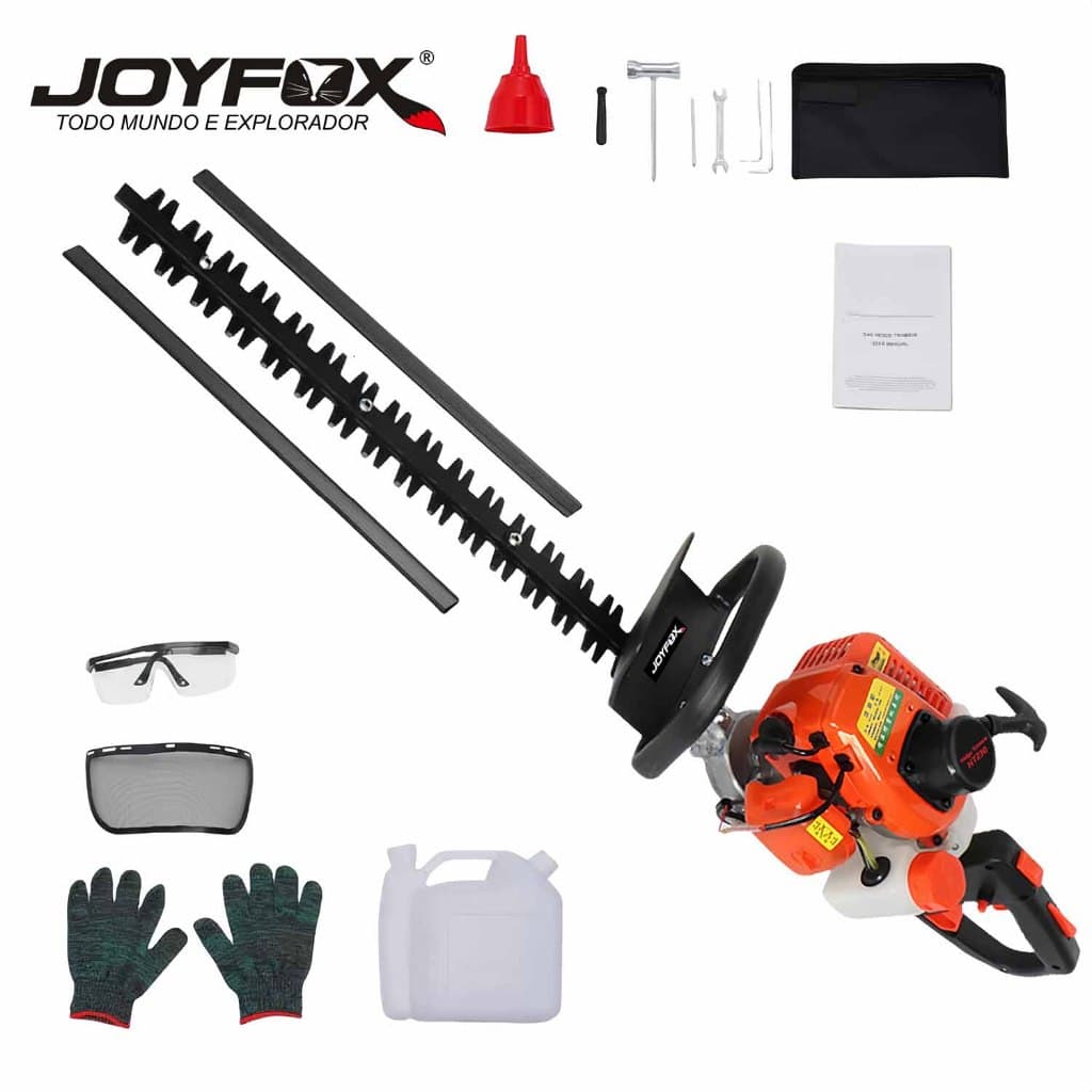 Podador de Cerca Viva a Gasolina JOYFOX 31,7cc Motor 2 Tempos para Jardim Laranja