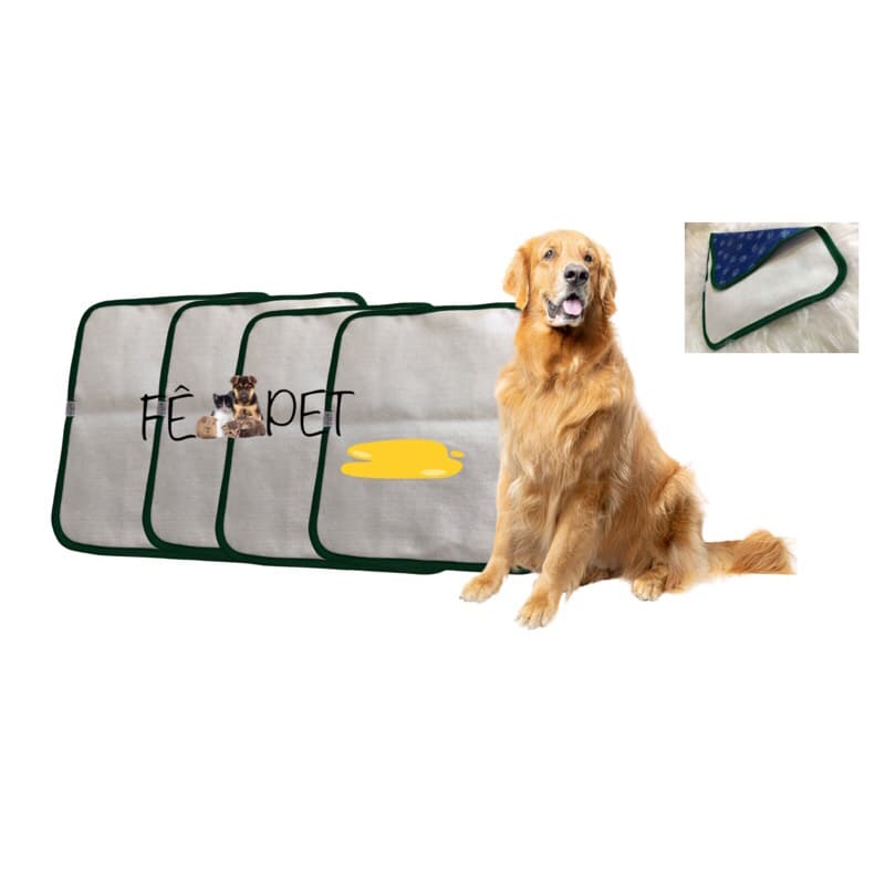 Kit 4 tapete higiênico lavável 60 x 50 cores variadas unissex-cães e animais domésticos